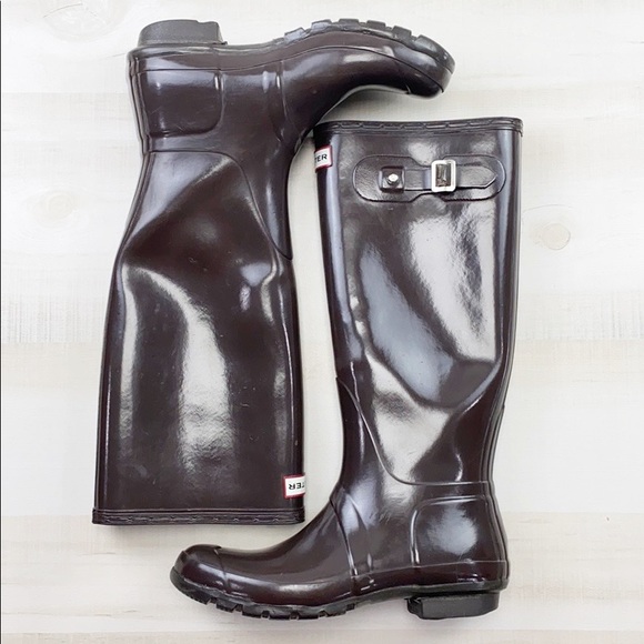 HUNTER ORIGINAL GLOSS TALL BOOT in Seep - Picture 2 of 13